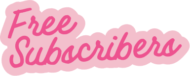 The image shows the phrase "Free Subscribers" in pink cursive text with a pink cloud-like background.